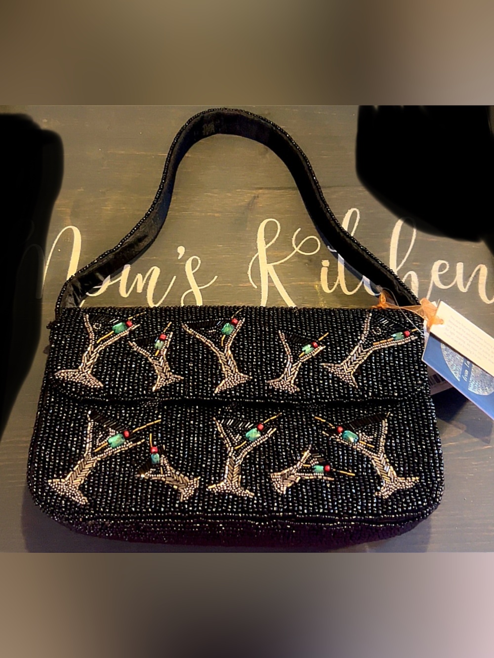 NWT Beaded Black Martini Clutch Shoulder Bag 🍸🍸🍸🍸